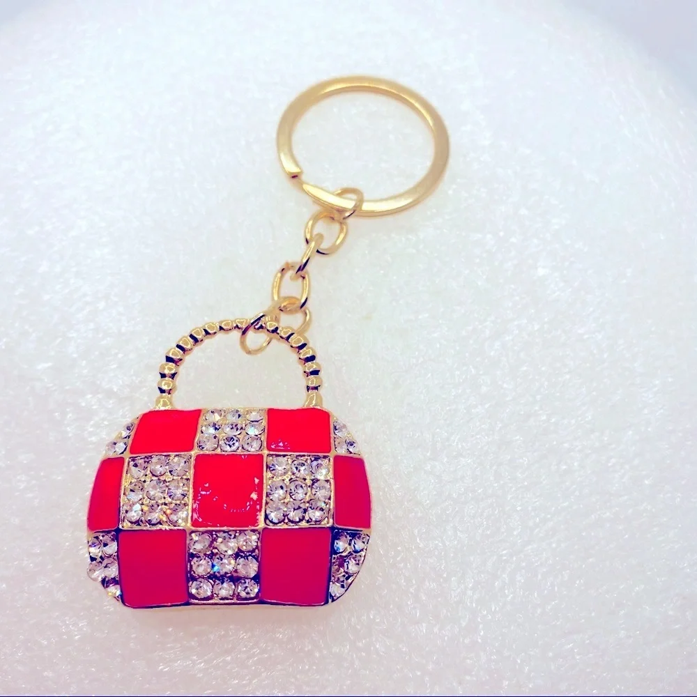 NWT Purse Charm Key Chain Crystal Purse with Golden